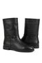 Genuine Leather Women's Boots with Side Buckle, Black Leather - 4