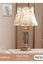 DUNISO Ceramic Table Lamp,Small Bedside Lamp with Linen Shade, Leaf Textured Ceramic Base,Desk Lamp