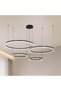 YATAI LIGHTING Modern LED Chandelier, 159W Dimmable 4-Ring Black Iron and Acrylic Light with Remote