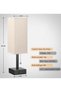 Alruht Table Lamp, Bedside Lamps with 2 USB Charging Ports, Solid Wood Nightstand Lamp with Fabric - 2