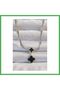 316L Steel Silver Color Italian Chain Enamel Clover Necklace Bezoss