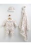 Petit Carrousel Patterned Jumpsuit, Hat and Ruffle Blanket 3-Piece Newborn Hospital Discharge Set - 2