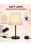 XiuWoo Nordic Retro Bedside Table Lamp with Fabric Shade, E27 Desk Lamp with Included 5W Warm LED - 3