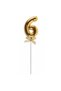 Number 6 Cake Topper Golden Glitter Acrylic Elegant Decoration for Birthday Wedding