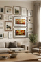 2 Pieces of Pvc Framed Black Wooden Frame Modern Framed Golden Yellow and Red Poppies Horizontal Wooden Painting - Home, Business and Office Decoration Painting - 3