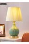 DUNISO Ceramic Table Lamp,Small Bedside Lamp with Linen Shade, Bamboo Leaf Textured Ceramic - 5