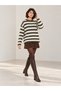 Oversize Soft Textured Crew Neck Striped