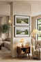 2 Pieces of Pvc Framed Horizontal Wooden Painting with Green Valley and Curvy Stream View - Home, Business, and Office Decoration Painting - 2