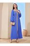 Gold-Embroidered Puff-Sleeve Maxi Dress - 8