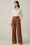 Women's Lycra Velcro Closure Palazzo Trousers 4433 Brown - 2