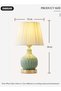 DUNISO Ceramic Table Lamp,Small Bedside Lamp with Linen Shade, Bamboo Leaf Textured Ceramic - 4