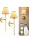 NIUB 2 Pack Wall Sconce with Remote Control, Wireless Rechargeable Gold Wall Lights, 3 Color