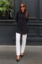 Women's Oversize Long Sleeve Basic Black Shirt - 3
