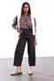 Burgundy Plaid Pattern Oversize Shirt 6648 - 3