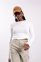 Ecru Crew Neck Basic Long Sleeve T-Shirt - 3