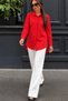 Women's Oversize Long Sleeve Basic Red Shirt - 4