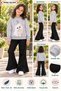 Winter, Spring, and Autumn Girls' Black Spanish Flared Bottoms and Gray Sweat Top - 2