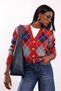 Red Diamond Pattern Knitwear Cardigan 7880 - 2