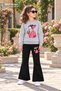 Winter, Spring, and Autumn Girls' Black Spanish Flared Bottoms and Gray Sweat Top