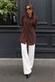 Women's Oversize Long Sleeve Basic Brown Shirt - 3