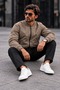 Men's Seasonal Zippered Casual Camel Raincoat - 6
