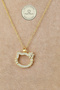 Steel Necklace - Stone Cat Chain Necklace 316L Steel Necklace Does Not Tarnish or Fade 39+5cm - 3