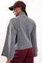 Gray Stand Collar Double Zipper Cardigan 10205 - 5