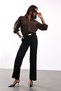 Brown Sequin Detailed Stand Collar Cardigan 5546 - 2
