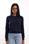 Navy Blue Crew Neck Buttoned Knitwear 5500 - 3