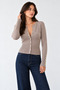 Women's Crew Neck Snap Fastener Knitwear Cardigan - 2