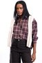 Burgundy Plaid Pattern Oversize Shirt 6648 - 2