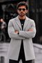 Men's Kaşe Classic Cut Trendy Gray Coat - 6