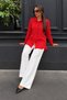 Women's Oversize Long Sleeve Basic Red Shirt - 2