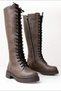 Bohen Mink Lace-Up Flat Sole Long Boots