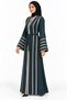 Abaya with Embroidered Lines and Belt |   Striped Embroidered Abaya with Belt - 3