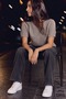 Women's Short Sleeve Crew Neck Casual Cream Sweatshirt - 5