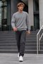 Men's Casual Crew Neck Ribbed Long Sleeve Anthracite Sweater - 3