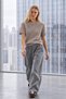 Women's Short Sleeve Crew Neck Trendy Cream Sweater - 4