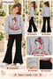 Winter, Spring, and Autumn Girls' Black Spanish Flared Bottoms and Gray Sweat Top - 2
