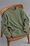Men's Slim Fit Crew Neck Casual Knitwear Green Sweater - 5