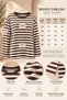 Women's Plus Size Striped Wide Collar Side Slit Long Sleeve Stretchy Sweatshirt - 5