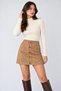 Women's Gold Button Detailed Colorful Mini Skirt - 2