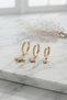 Gold Color Pole Star Model 3-Piece Earring Set