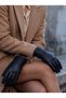 Women's Genuine Lambskin Gloves Black Special Hand-Stitched Embroidered Patterned Stylish Winter Leather Gloves - 6