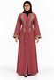 Embroidered Collar and Belt Abaya |   Embroidered Collar Abaya with Belt