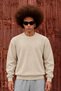 Men's Basic Crew Neck Long Sleeve Cream Sweater