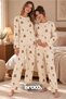 Women's Suede Fabric Crew Neck Long Sleeve Dog Pattern Pajama Set