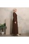 Textured Hijab Dress with Waist Tie - 5