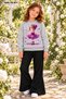 Winter, Spring, and Autumn Girls' Black Spanish Flared Bottoms and Gray Sweat Top