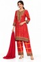 Red & Mustard Tie-Dye Embellished Kurta Trouser Set - 2